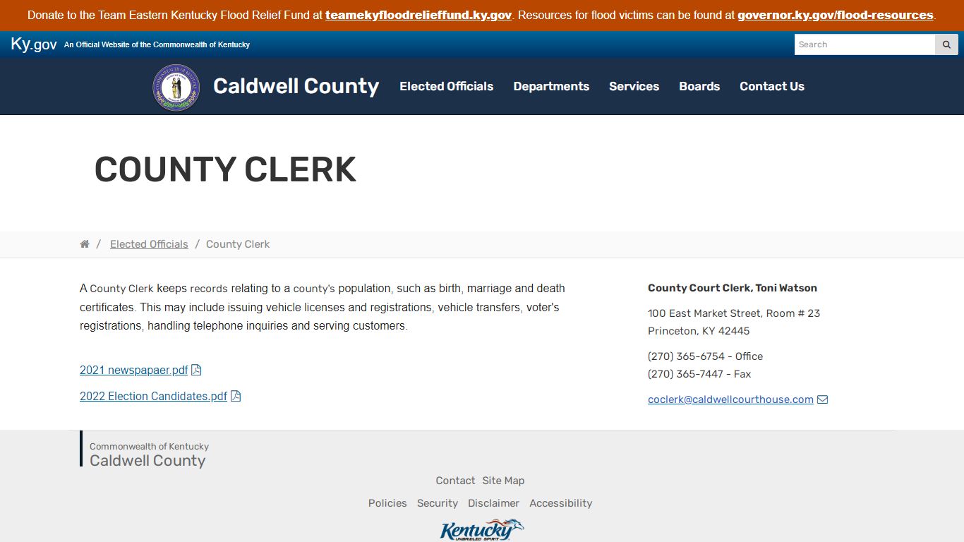 County Clerk - Caldwell County